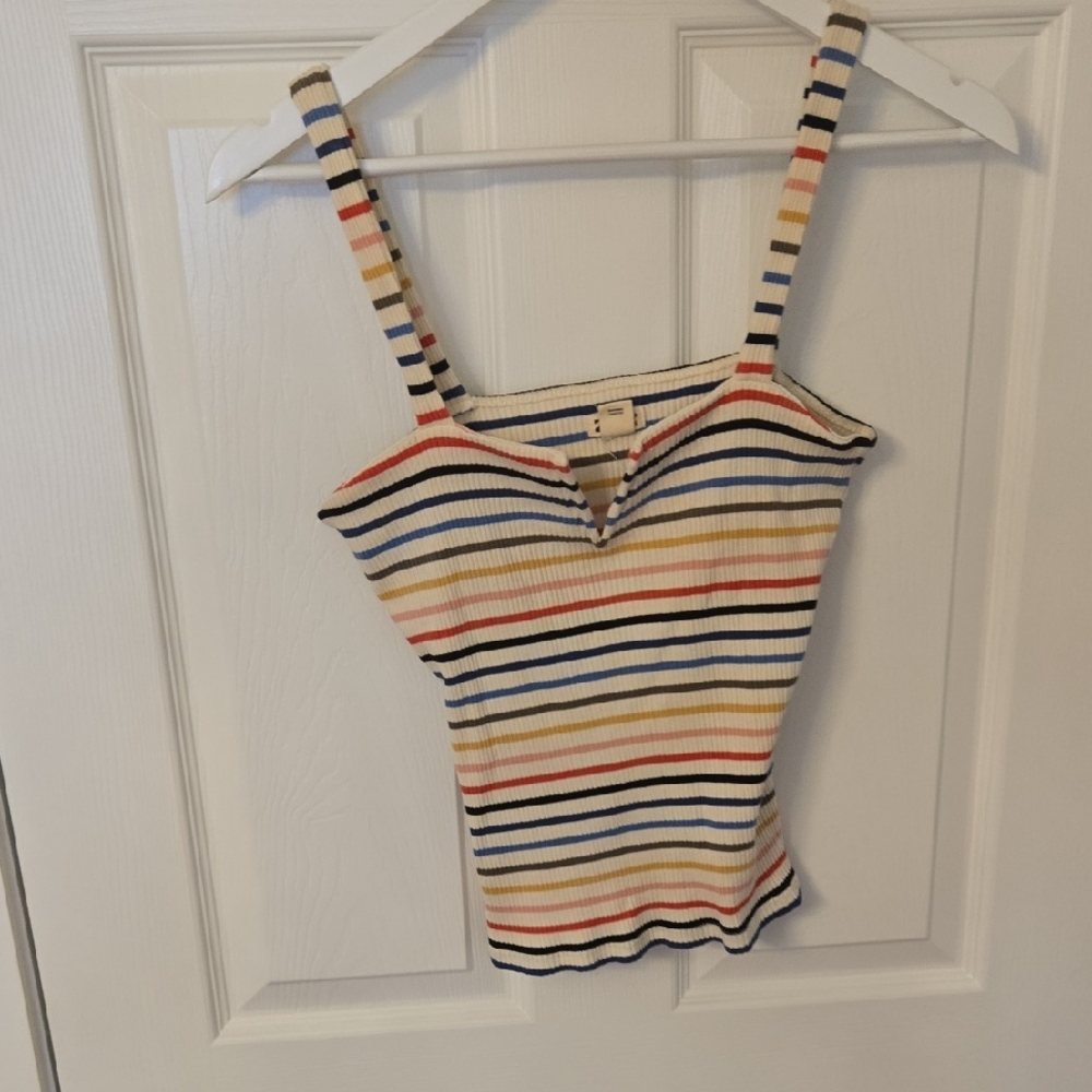 Billabong Black and Orange Ribbed Tank Top